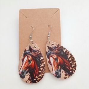 Fashion Jewelry Horse Design Earrings - Brown and Black
